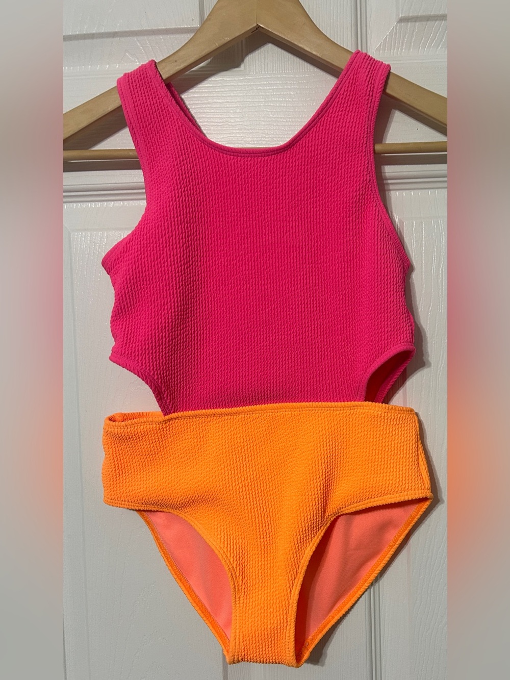 bmagical Btween Girl’s One Piece Swimsuit Pink & Orange Cut Out NWOT Size 10
